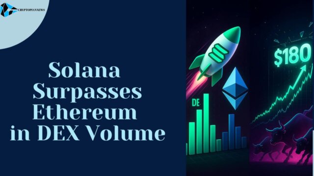 Solana rocket overtaking Ethereum diamond with towering DEX volume bars beside SOL price chart breaking $180 barrier against cosmic blockchain background