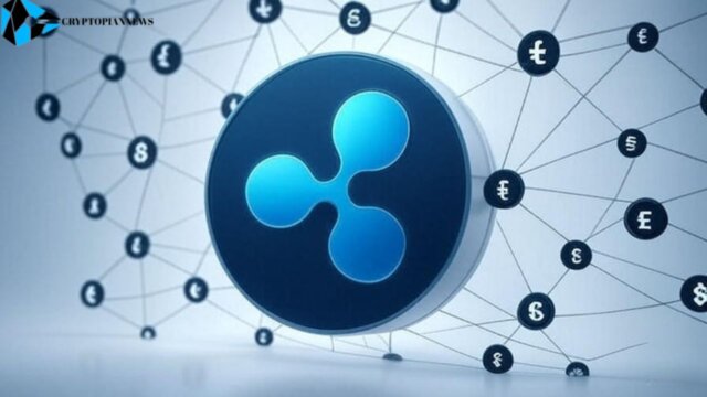 A futuristic digital interface showing a glowing Ripple logo connected to a network of stablecoin symbols and financial data streams, symbolizing the acquisition of Rail.