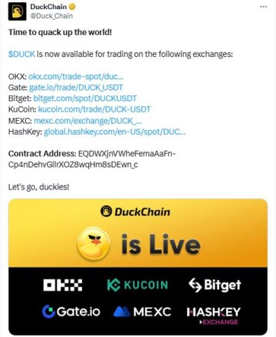 Duckchain trading information as per Xaccount