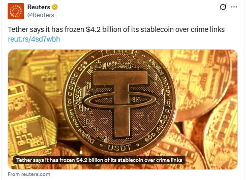 Tether freezes $544 million for Turkey form  $4.2B Global