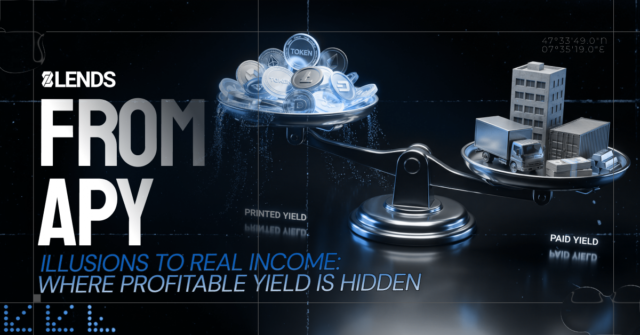 Real yield crypto comparison chart showing 25% APY from P2P SME lending on 8lends versus token dilution and APY collapse